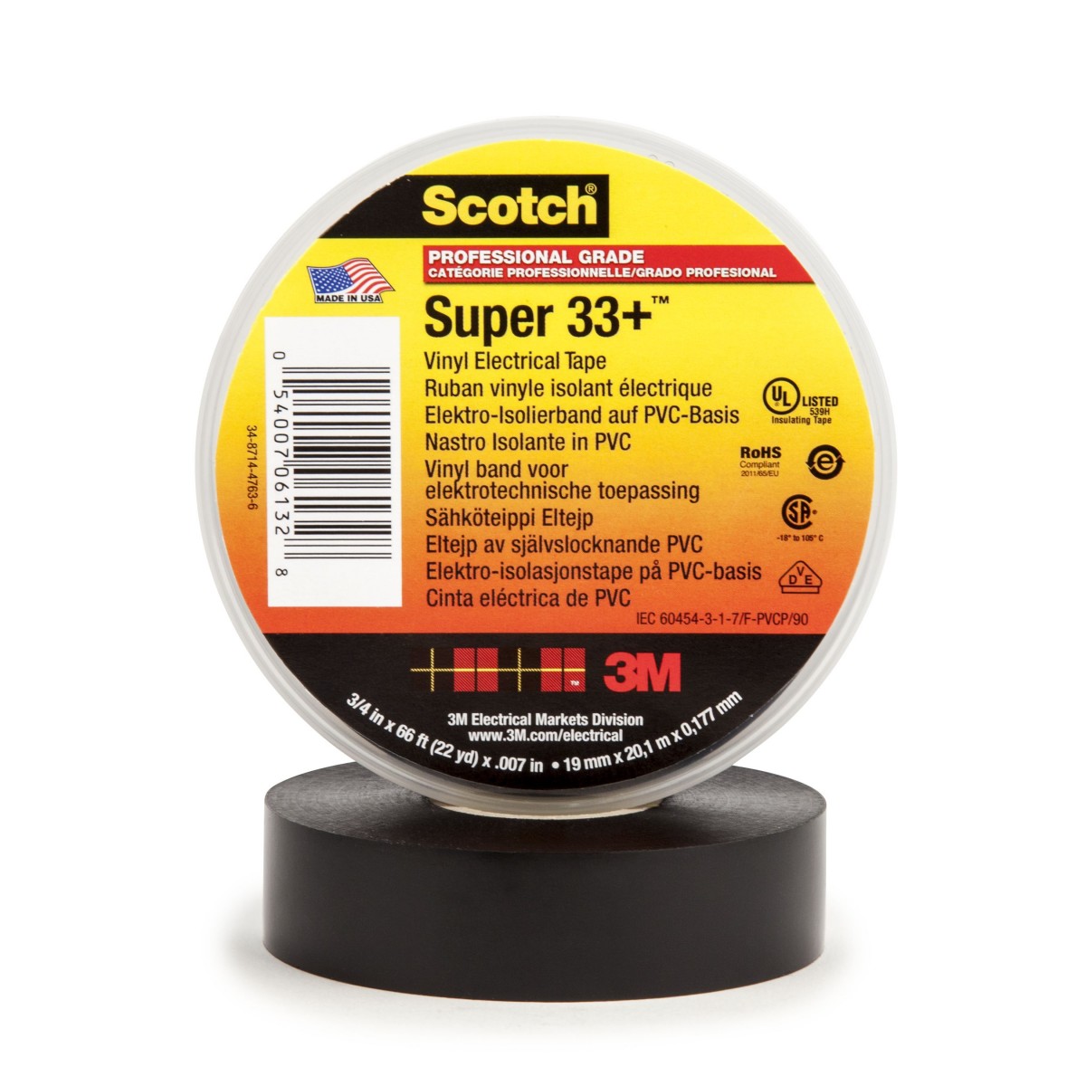 3M Scotch Super 33+ Vinyl Electrical Tape 3/4 in x 66 ft