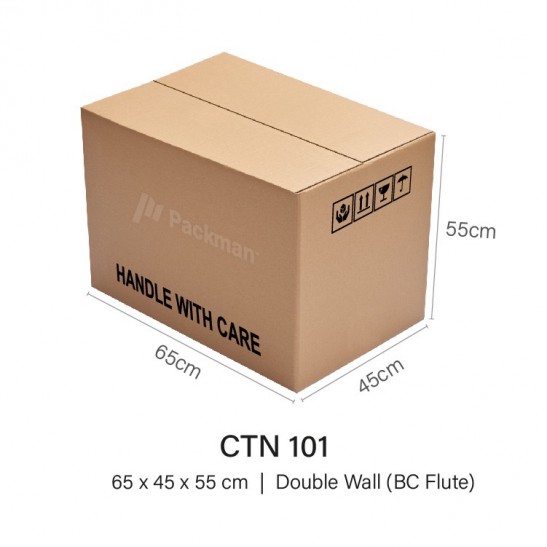 Corrugated Box Double Wall CTN 101 size 65cm x 45cm x 55cm (10pcs)