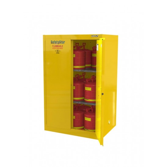 Safetystar Flammable Safety Cabinet 90 Gallons Yellow Manual Closing 2 doors