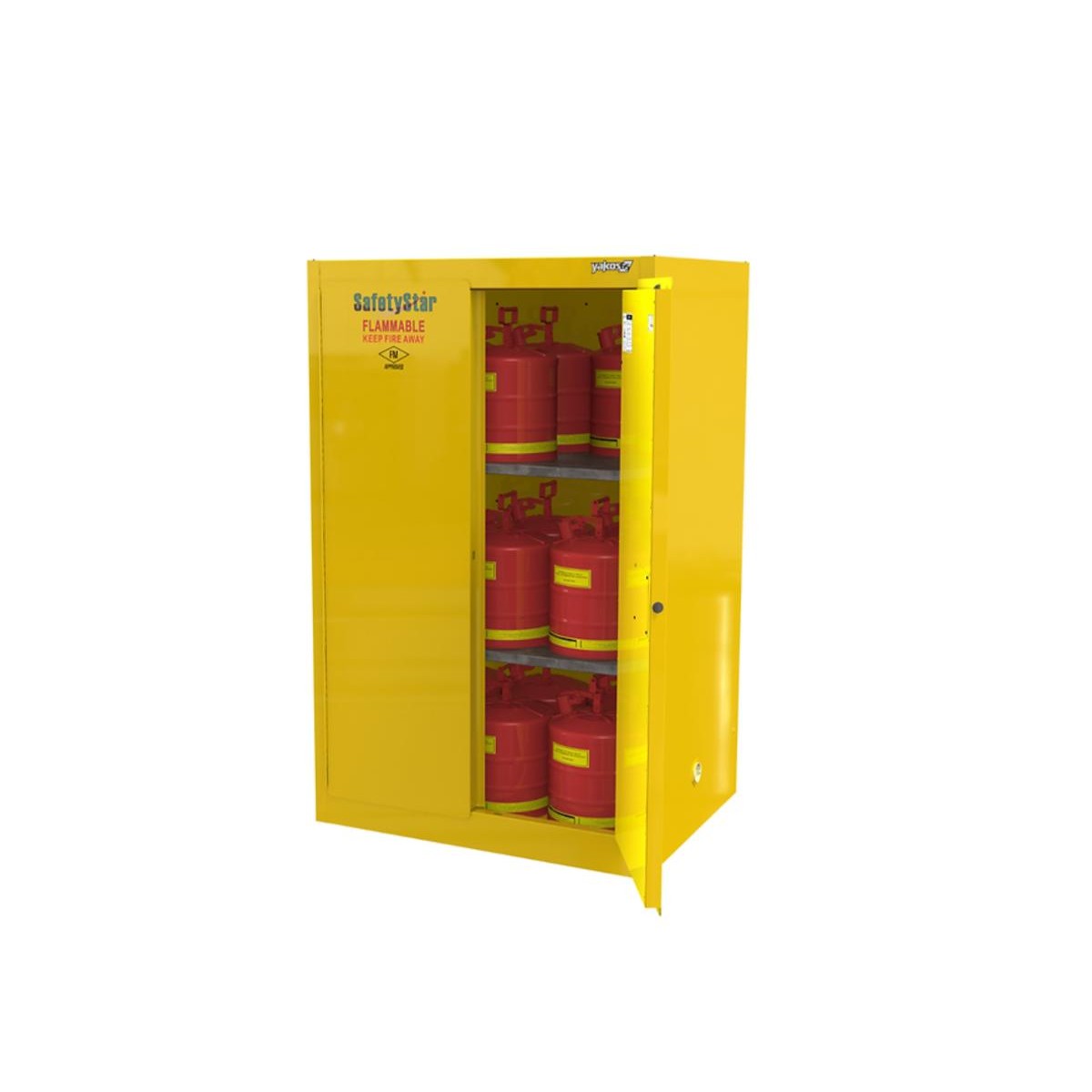 Safetystar Flammable Safety Cabinet 90 Gallons Yellow Manual Closing 2 doors