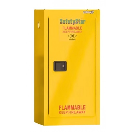 Safetystar Yellow Flammable Safety Cabinet 15 Gallon 1 Manual Close Doors