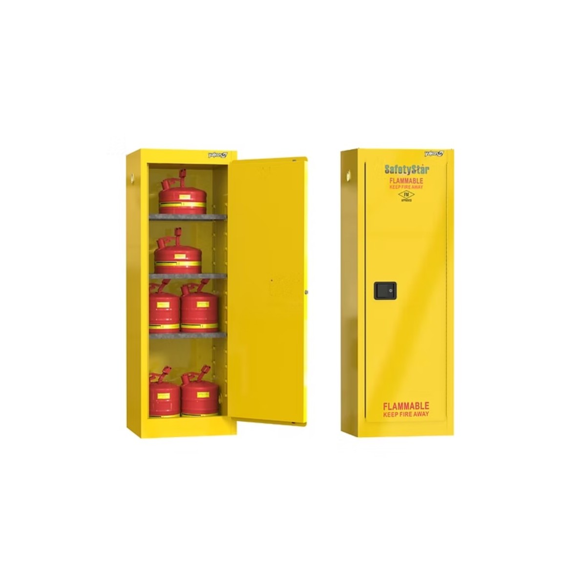 Safetystar Yellow Flammable Safety Cabinet 22 Gallon 1 Manual Close Doors