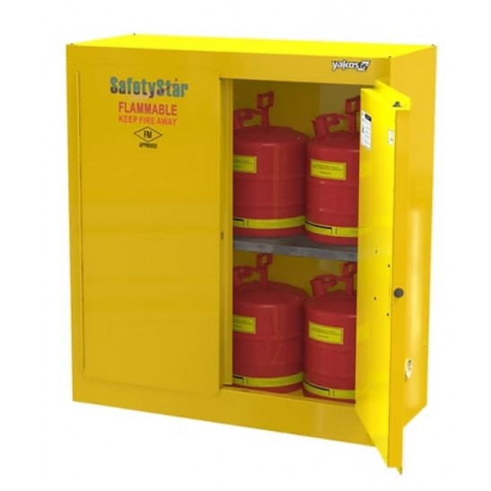 Safetystar Yellow Flammable Safety Cabinet 30 Gallons Yellow Manual Closing 2 doors