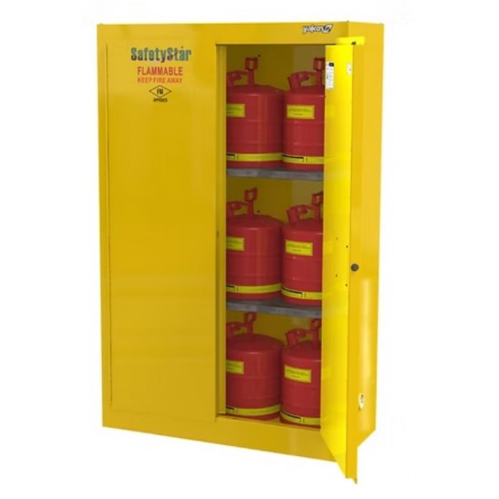 Safetystar Yellow Flammable Safety Cabinet 45 Gallons Yellow Manual Closing 2 doors