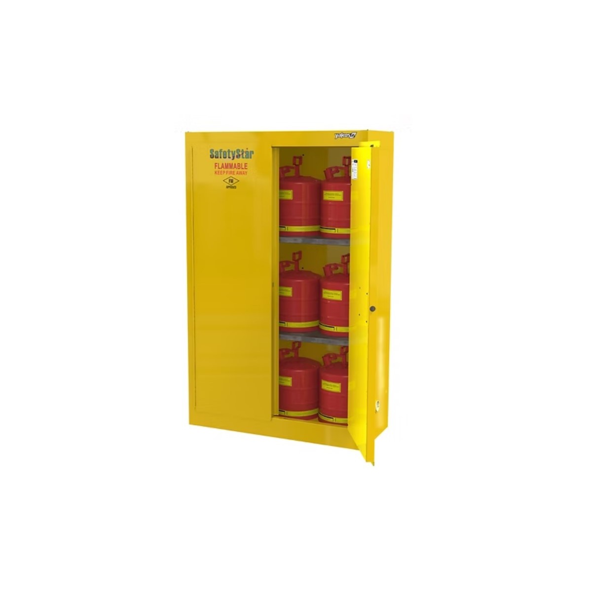 Safetystar Yellow Flammable Safety Cabinet 45 Gallons Yellow Manual Closing 2 doors