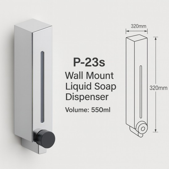 Peco Wall Mount Liquid Soap Dispenser 550ml (Chrome Plated Finish)