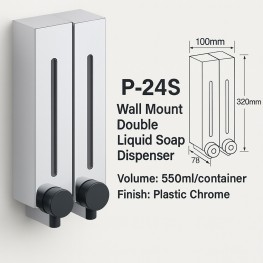 Wall Mount Double Liquid Soap Dispenser 550mlx2 (Chrome Plated Finish)