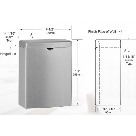 Bobrick Wall Mounted Sanitary Napkin Disposal