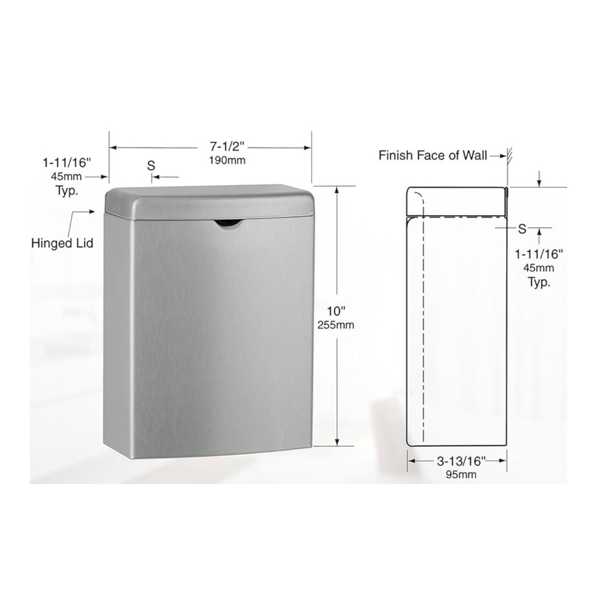 Bobrick Wall Mounted Sanitary Napkin Disposal
