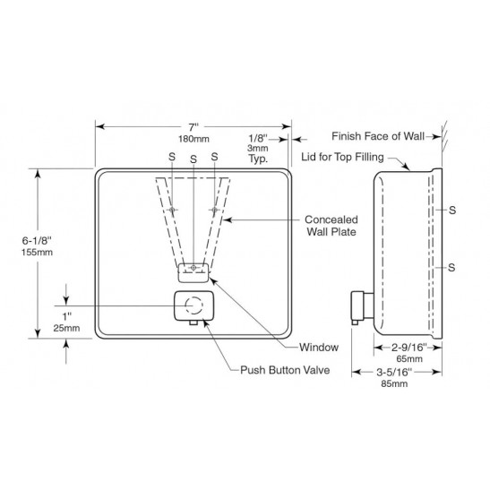Bobrick Wall Mounted Manual Liquid Soap Dispenser